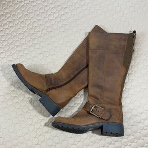 🌱 Clarks Leather Buckle Knee Boots